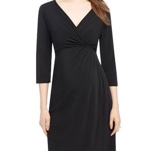 Oh Baby Motherhood black jersey faux wrap maternity nursing dress S